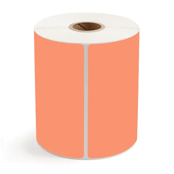 4" x 6" Orange - Direct Thermal Labels - 1" Core