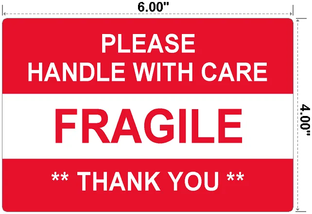 Hazardous Waste Label With Handle With Care, 4"x6" 25 Pack