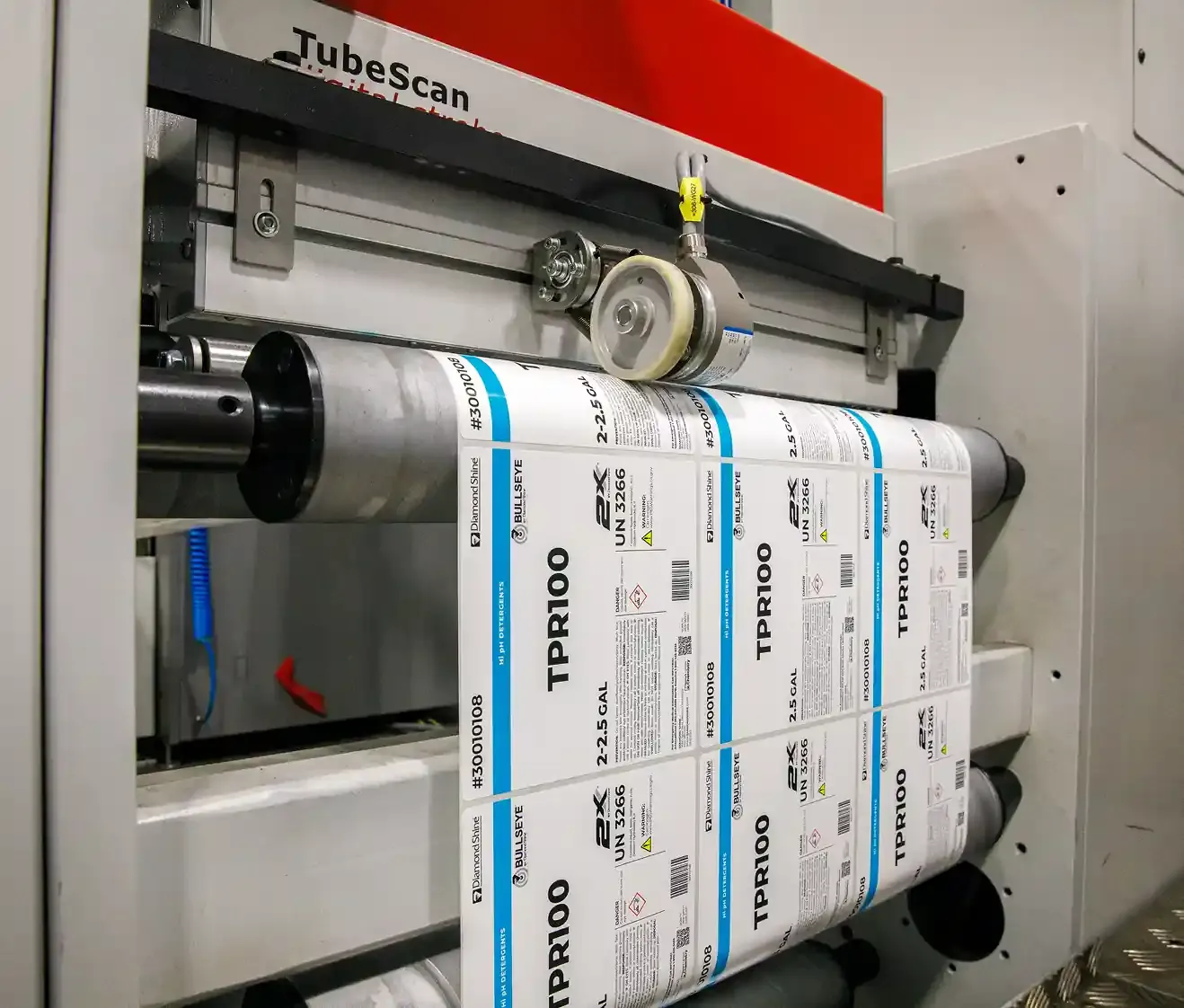 BOBST 510 digital press printing colorful custom labels on rolls