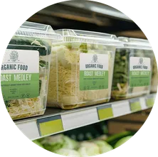 packaged vegetables on a shelf