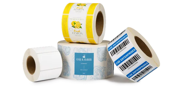 a stack of rolls of inkjet labels
