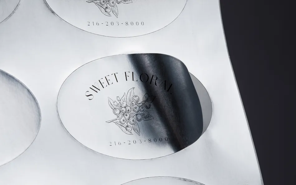 custom made-to-order sheet labels with various materials and colors