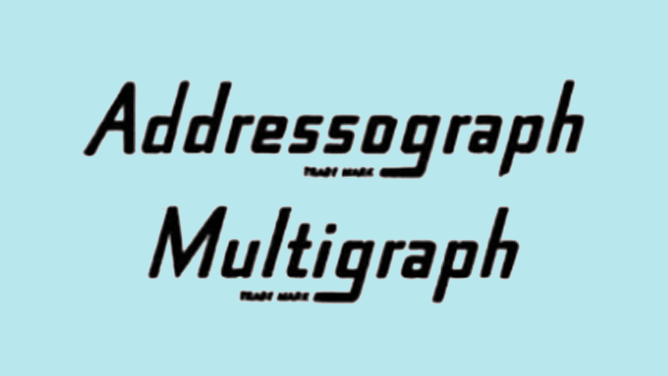 Addressograph Multigraph corporate branding from mid-20th century