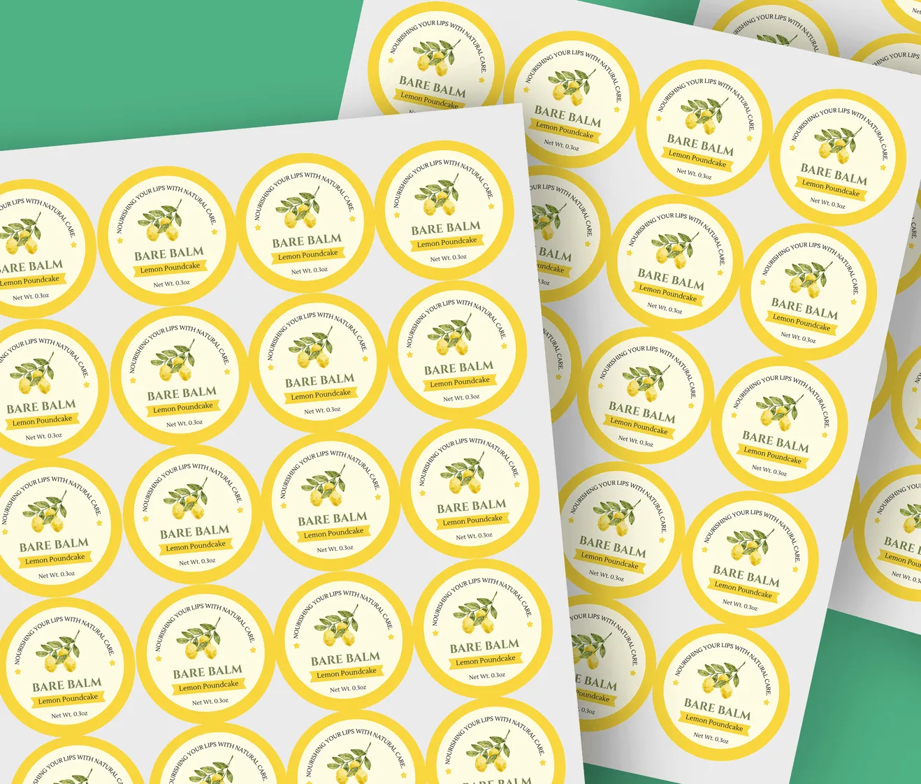 colorful variety of sheet labels in different shapes and sizes arranged on white background