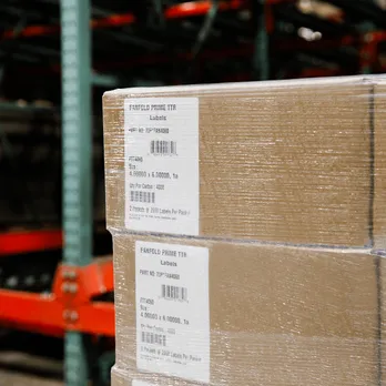 Warehouse boxes with shipping labels